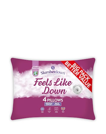 Slumberdown Feels Like Down Medium Support 4 Pack Pillows