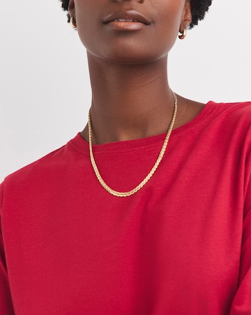 Red 3/4 Sleeve Curved Hem Longline Top